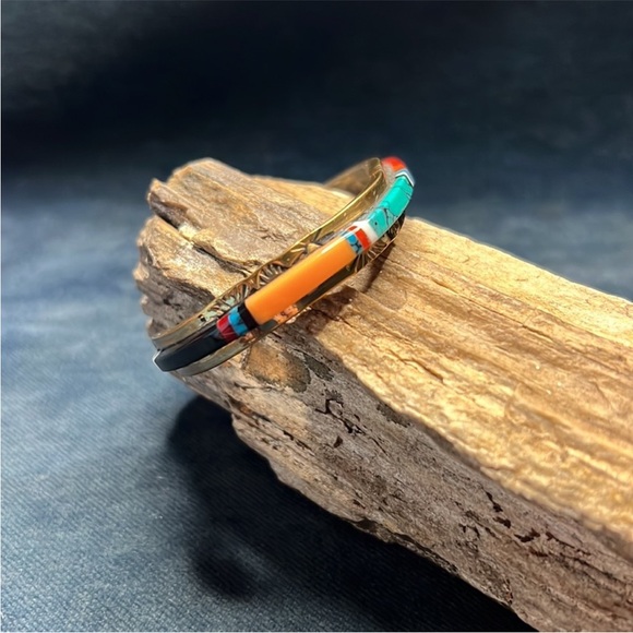 Colorful Inlay Bangle Bracelet - Picture 2 of 9